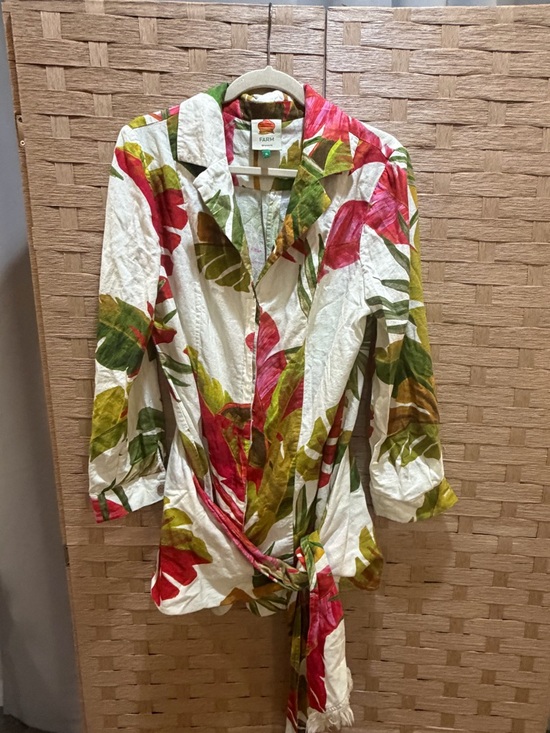 Farm Rio Spring Forest Fil Coupé Mini Dress Sz XL Linen Blend Floral EUC - Picture 3 of 8